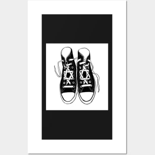 Sneakers with magen david laces llustration Posters and Art